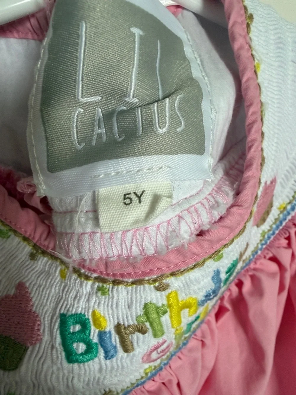 Lil Cactus Birthday Girl Smocked Dress Size 5 Pink Cupcake Party Boutique Dress